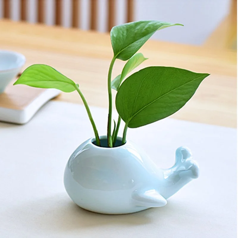 Креативная Маленькая ваза Celadon с Китом слоном бытовая гидропонная керамическая