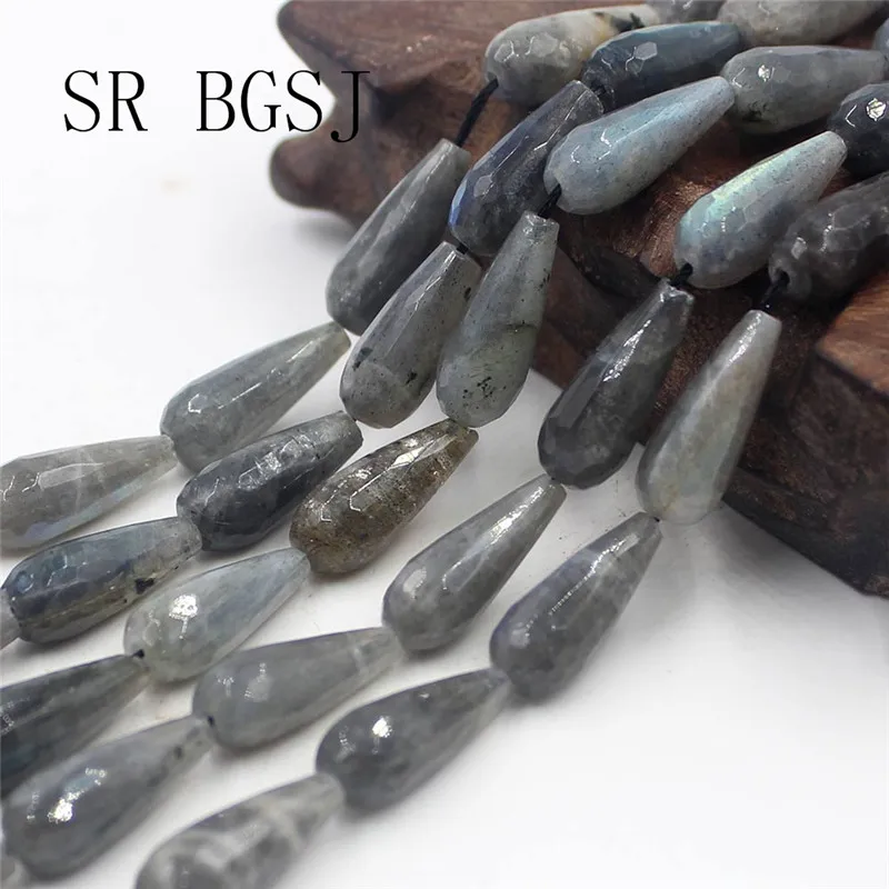 Free Shipping 8x20mm Faceted Gray Labradorite Gems Teardrop Drop Natural Stone Beads Strand 15" | Украшения и аксессуары