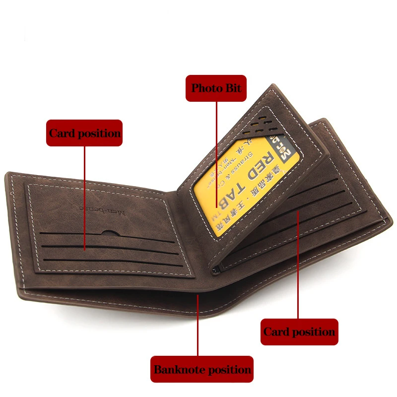 Кошелек мужской из искусственной кожи короткий бумажник с несколькими