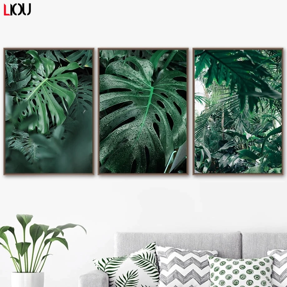 Настенная Картина на холсте с изображением джунглей гепарда льва монстеры