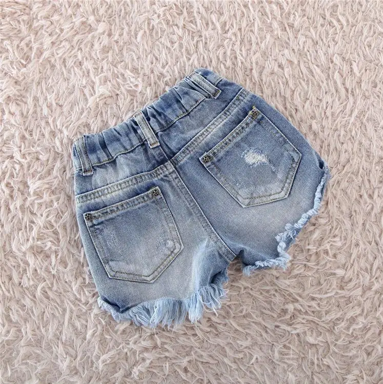 Летние джинсы для маленьких девочек рваные шорты детская одежда с дырками и