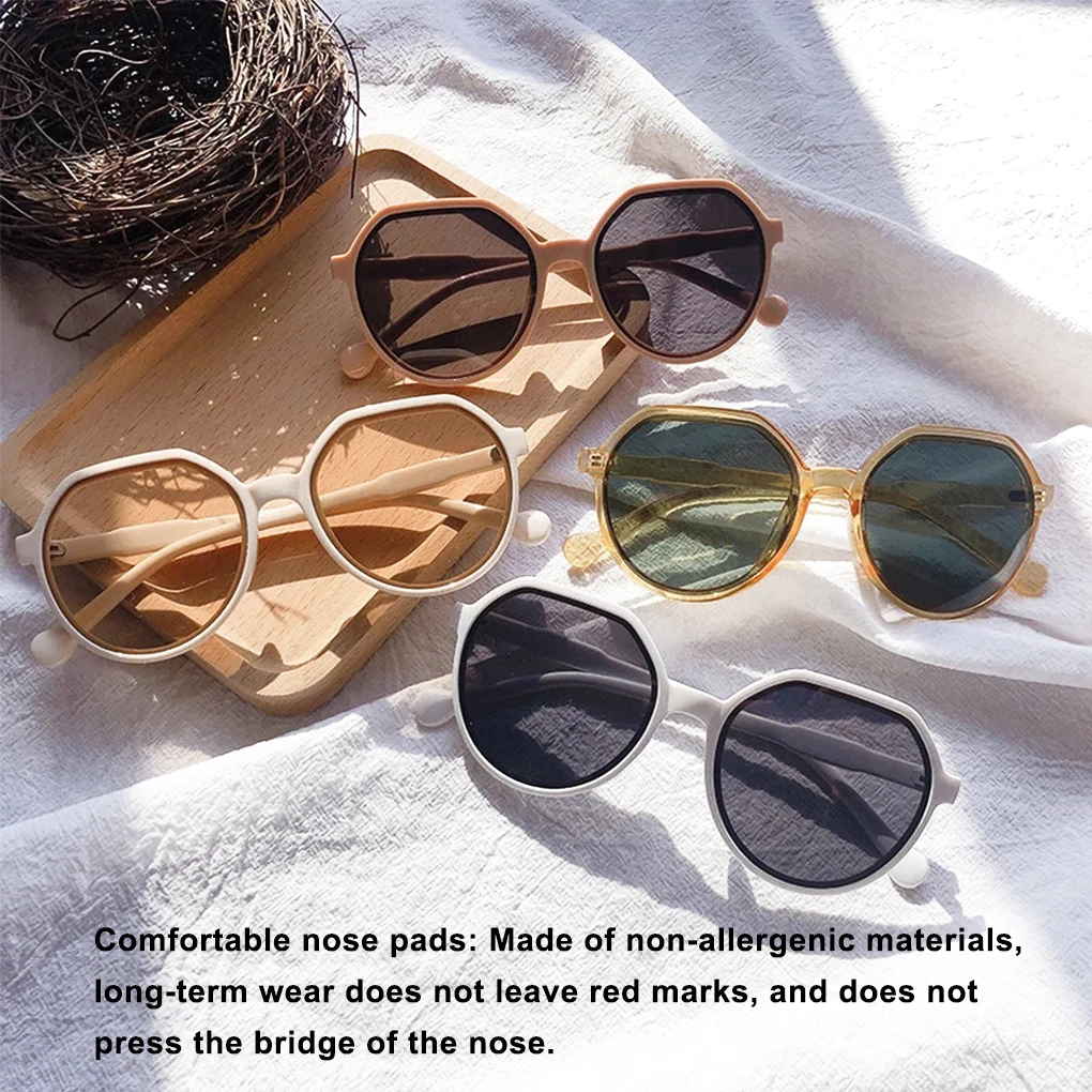 

Fashion Women Sunglasses Round Frame Sunglasses Outdoor Casual Girl Glasses Portable Vintage Eyeglasses Eyewear with Nose Pad