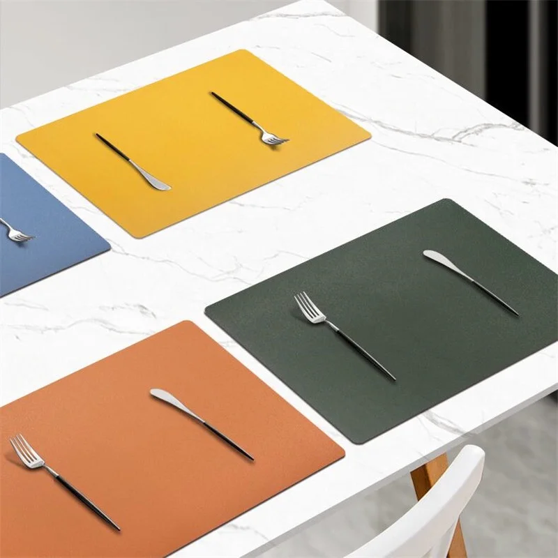 

4 Pcs/bag 45*30CM Classic Rectangle Leather Western Placemat Hotel Household Waterproof Table Mats Decoration Pad