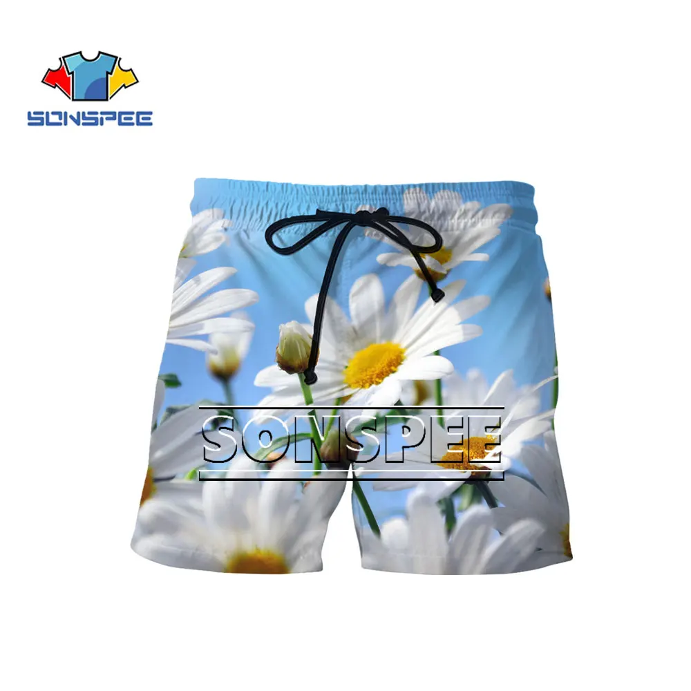 

SONSPEE Shorts Summer New Men Women Beach Cute Short 3D Print Little Daisy Street Fashion Sports Fitness Harajuku Casual Pants