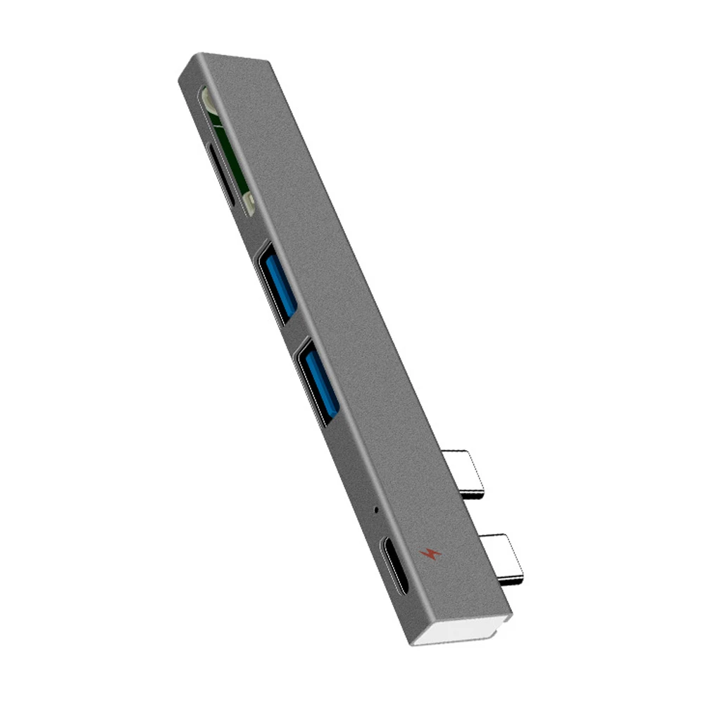 gray 5 в 1 USB-C адаптер с 2 USB 3,0 портами SD устройство для чтения памяти type-C USB 3,0 концентратор для нового Macbook Pro Air USB-C - Цвет: gray