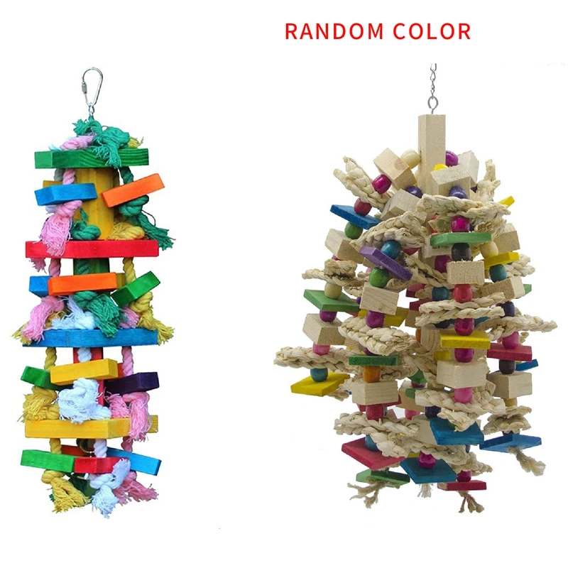 

Bird Chewing Toy Large Medium Parrot Cage Bite Toys & Large Parrot Chewing Toy - Bird Parrot Blocks Knots Tearing Toy