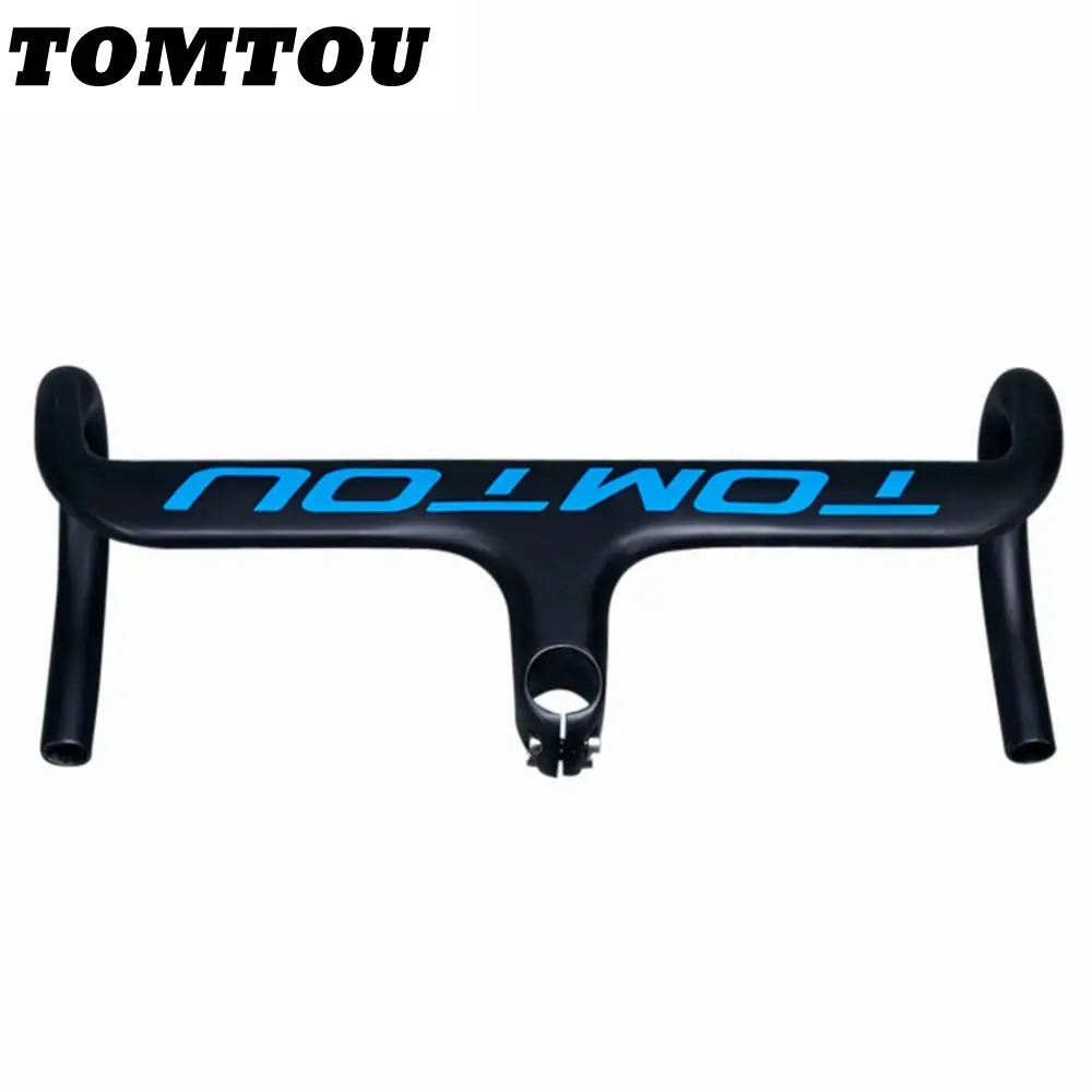 

TOMTOU Carbon Aero Integrated Handlebar With Stem For Racing Road Bike 400/420/440mm X 90/100/110/120mm - Matte Blue