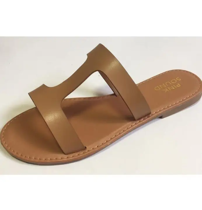 

Hot Women beach flip flop leather sandals new flat with soft bottom non-slip rubber outdoor fashion wild college wind slippers