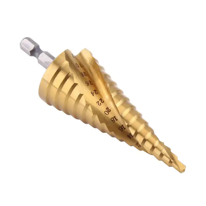 

1pc Screw Extractor High Speed Steel Titanium Coated Step Drill Bit Spiral Flute Hex Shank Power Tools 4 TO 32mm Drill Bits