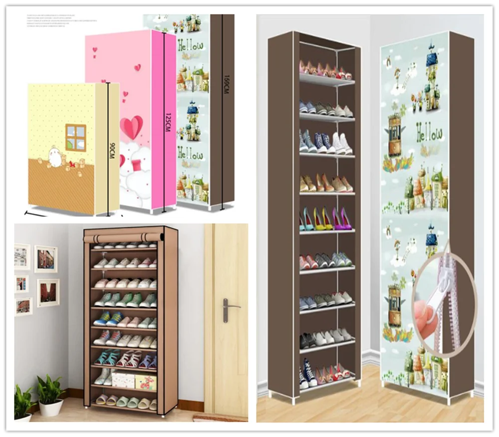 

Shoe Rack with Fabric Cover 4 - 10 Heights Organizer Shelves Shoes Organizer Shelf