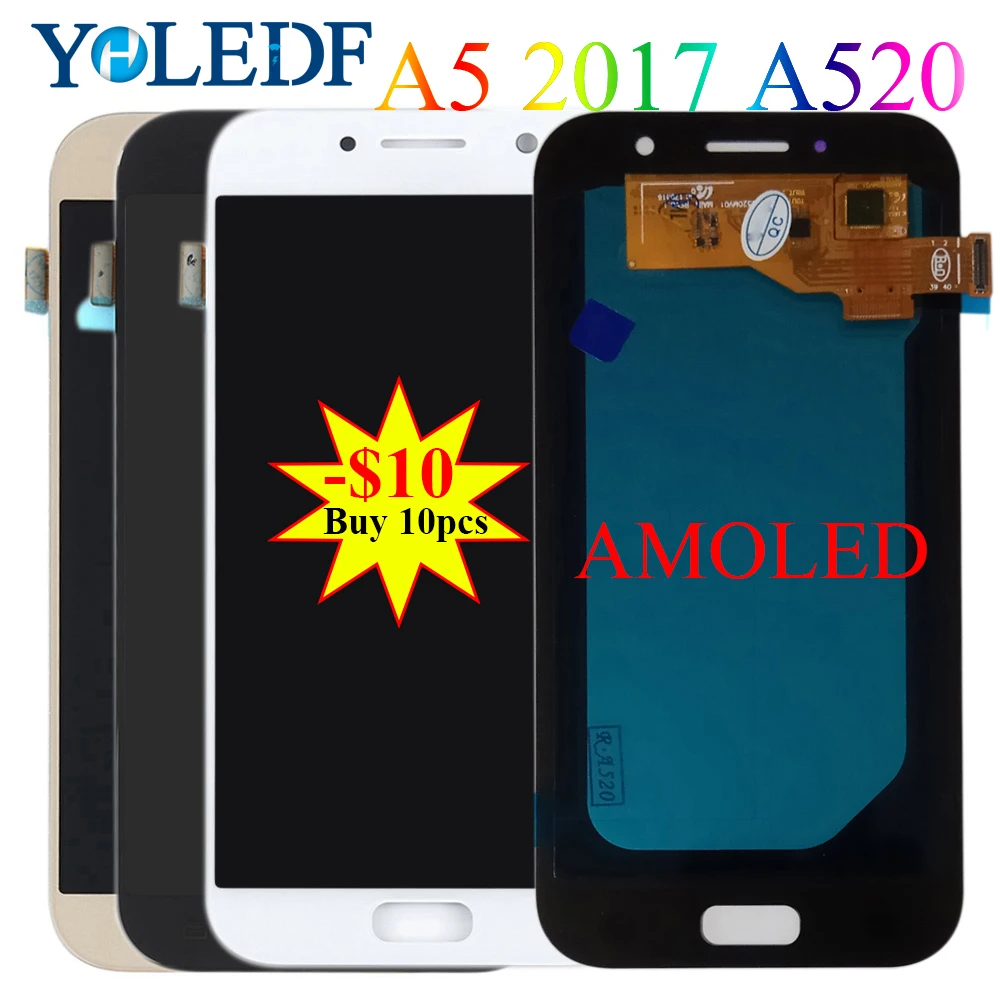 Super AMOLED 5 2 &quotдля SAMSUNG Galaxy A5 2017 A520 SM A520F LCD сенсорный экран дигитайзер сменный