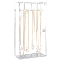 acrylic 24 hooks rotation necklace display stand pendant display organizer holder dust proof jewelry display box