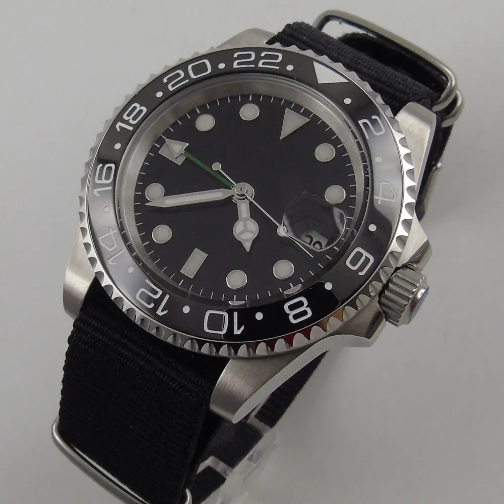 Мужские автоматические наручные часы с циферблатом 40 мм черный стерильный