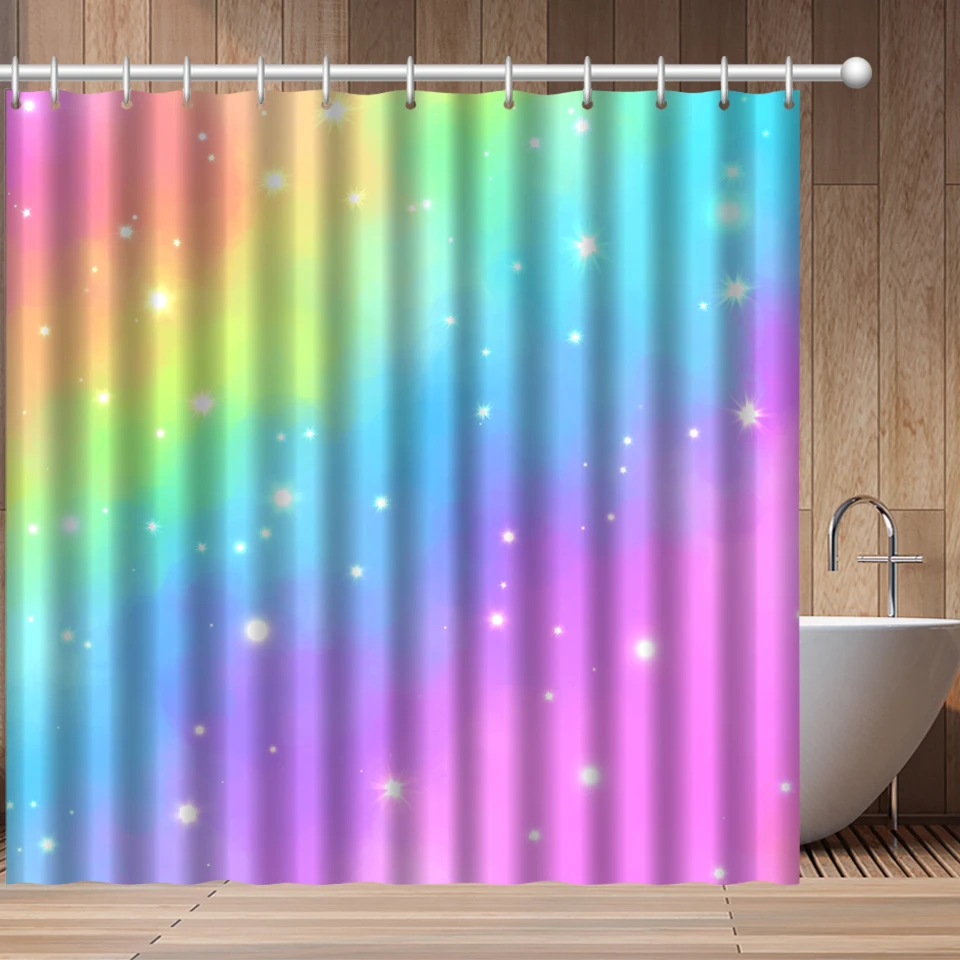 Занавеска для ванной с 3d принтом радуги водонепроницаемая моющаяся шторка душа