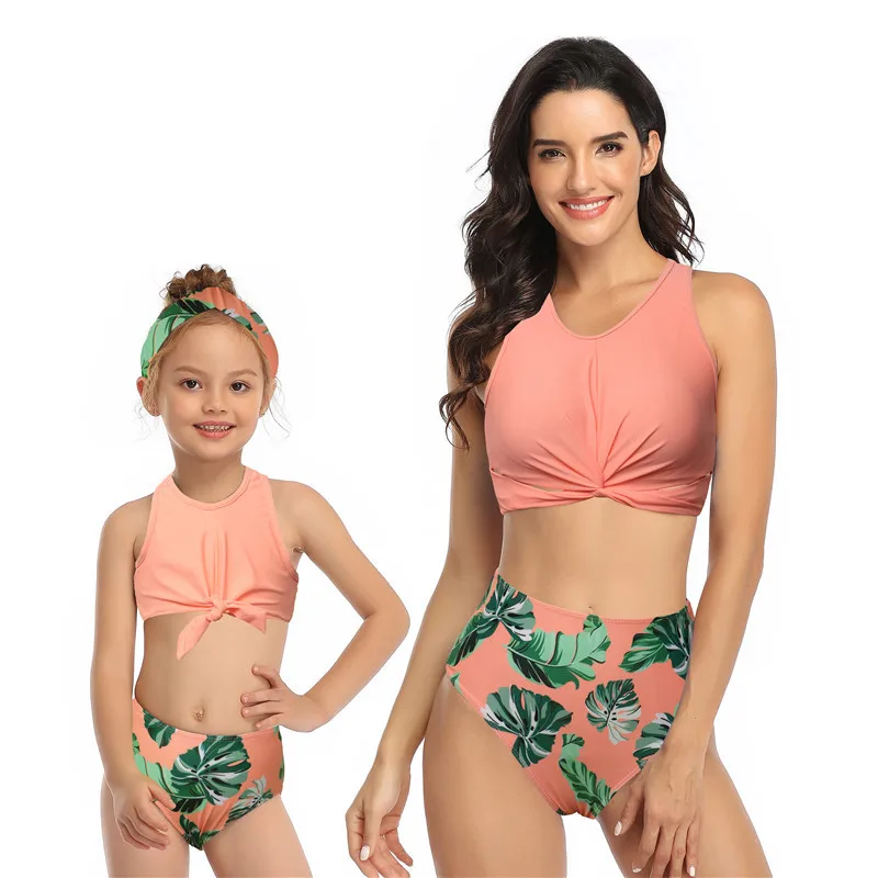

Swimsuit European and American Bikini New 2020 High Waist Fashion Swimwear Printed Floral Parent-child Swimwear