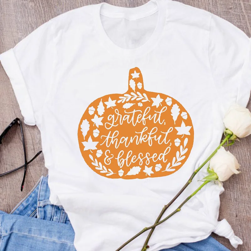 Женская одежда с графическим принтом тыквы на День Благодарения осень Хэллоуин