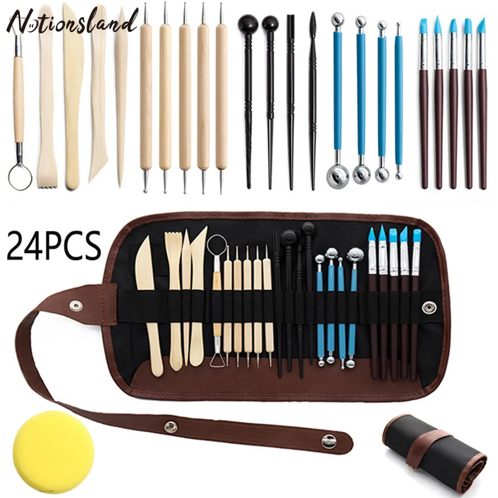 

24Pcs Polymer Clay Tools Modeling Clay Sculpting Tools Set Ball Stylus Dotting Tools Rock Painting Kit for Sculpture Pottery DIY