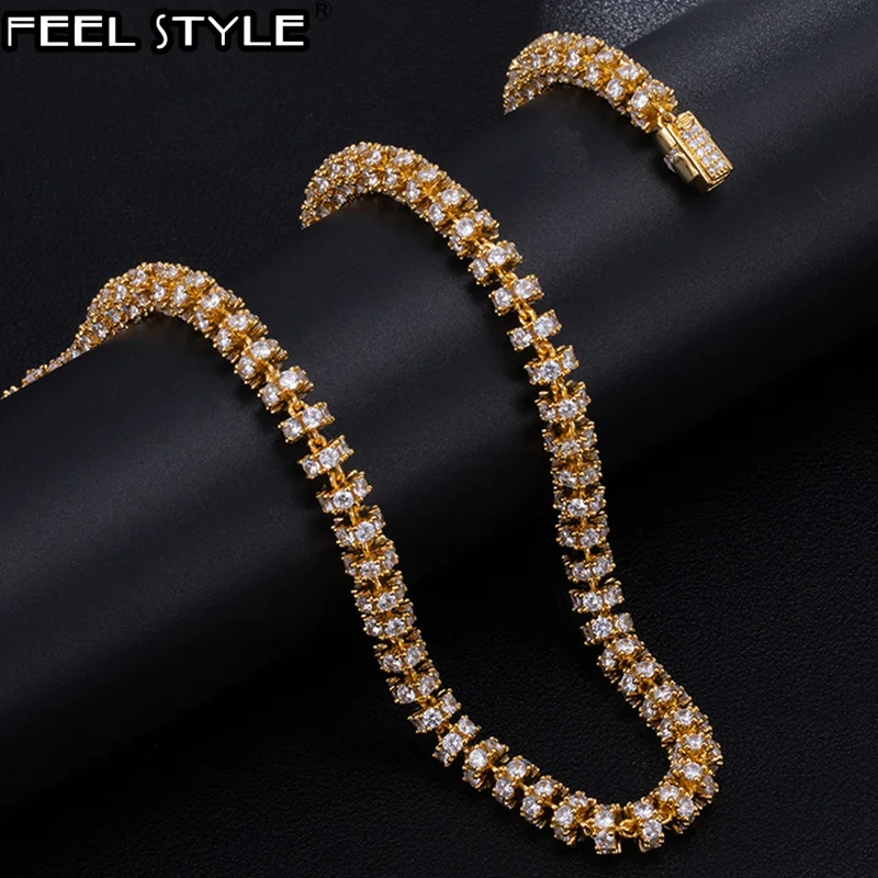

6 мм Bling AAA CZ кубический цирконий Iced Out круглая цепочка на шею для мужчин и женщин хип-хоп рэппер ювелирные изделия 18 ''-24''