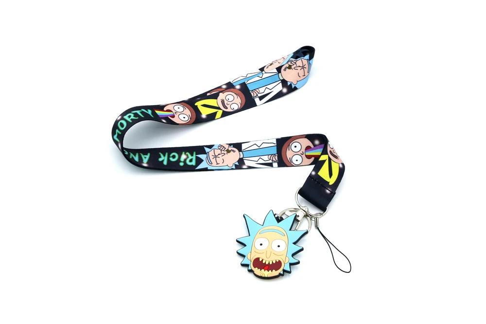 Lanyard keychain B Мультяшный Рик и Морти ремешок на шею ремешок для мобильного телефона держатель ID значок веревка милый брелок - Цвет: Lanyard keychain B