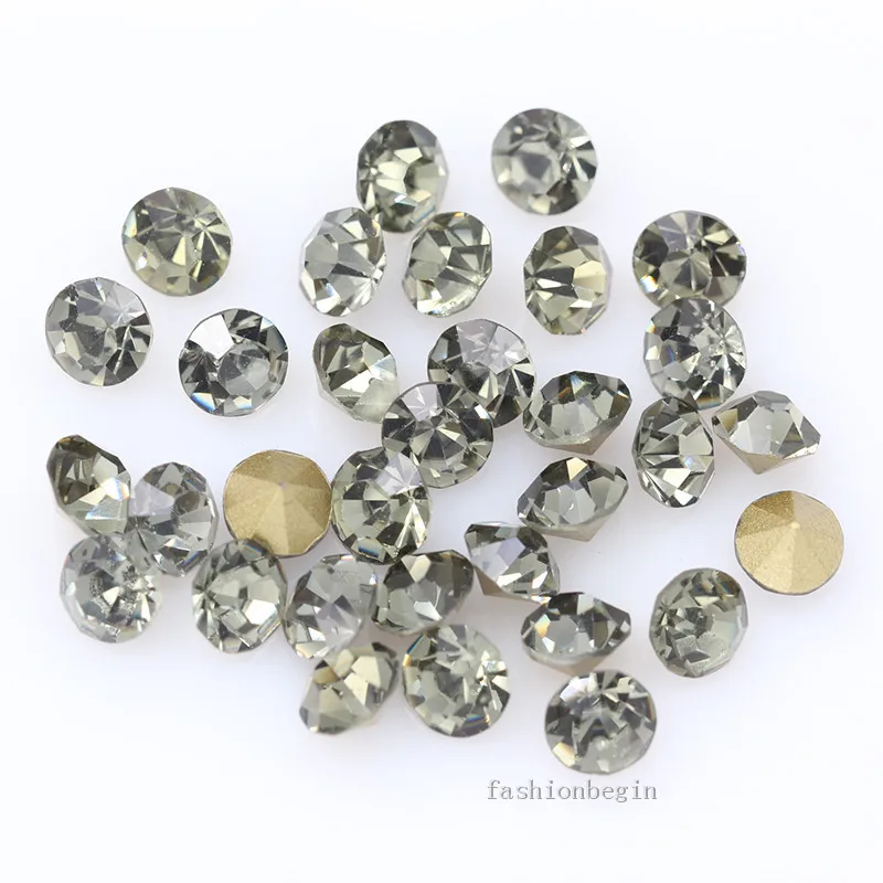 black diamond 144/1440p ss9 круглые цветные стразы с заостренным фольгированным дном, стеклянные стразы для украшения ногтей - Цвет: black diamond