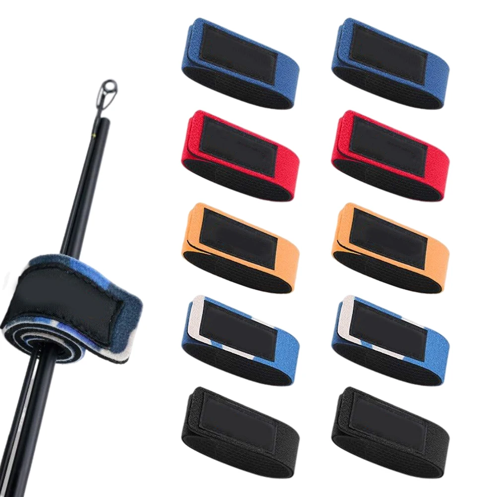 

10PCS Fishing Rod Tie Holders Straps Belts Suspenders Fastener Hook Loop Cable Cord Adjustable Belt Fishing Tools Accessories
