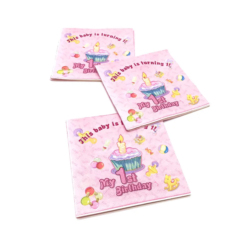 

Pink My First Birthday Birthday Party Decorations Supplies Cups Plates Baby Shower Disposable Napkins Tablecloth Tableware