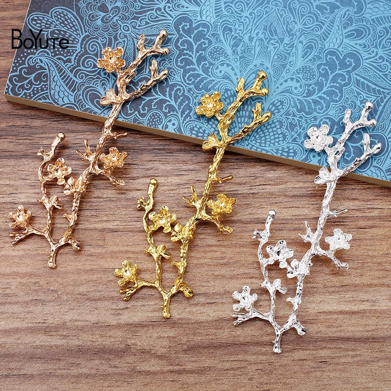 

BoYuTe оптовая продажа (10 шт./лот) 33*92 мм большой цветок ветка ручной работы материалы металлический сплав DIY ювелирные аксессуары