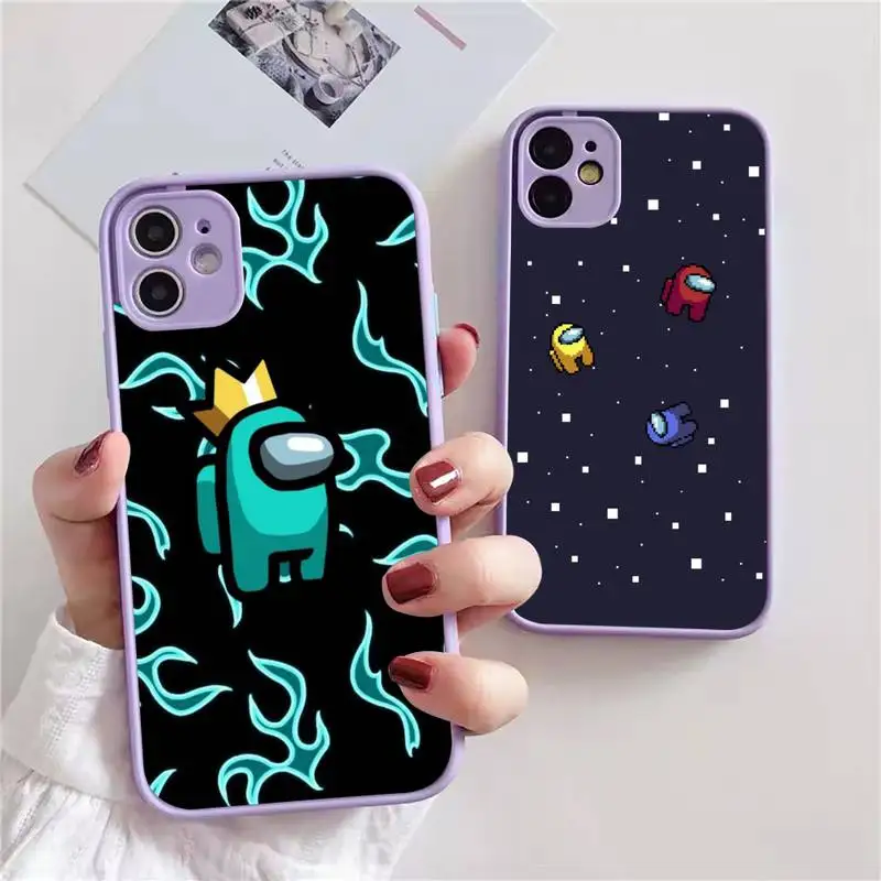 

Us Game Among Phone Case For iphone 13 12 11 xr xs x 7 8 pro max light purple Soft TPU Silicone Clear Case Cover