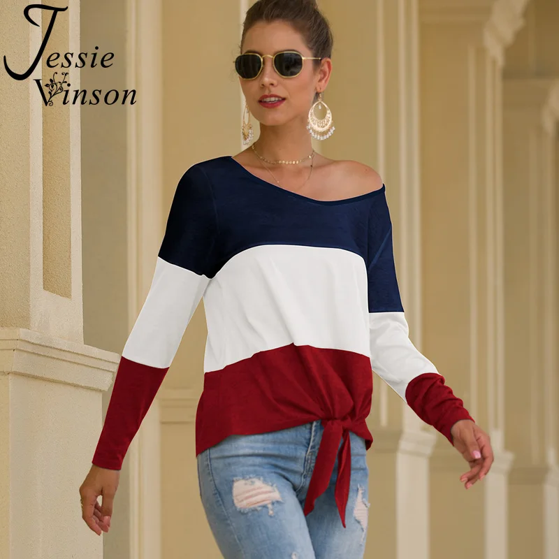Jessie Vinson футболка с длинным рукавом и круглым вырезом цветная бантом Женская