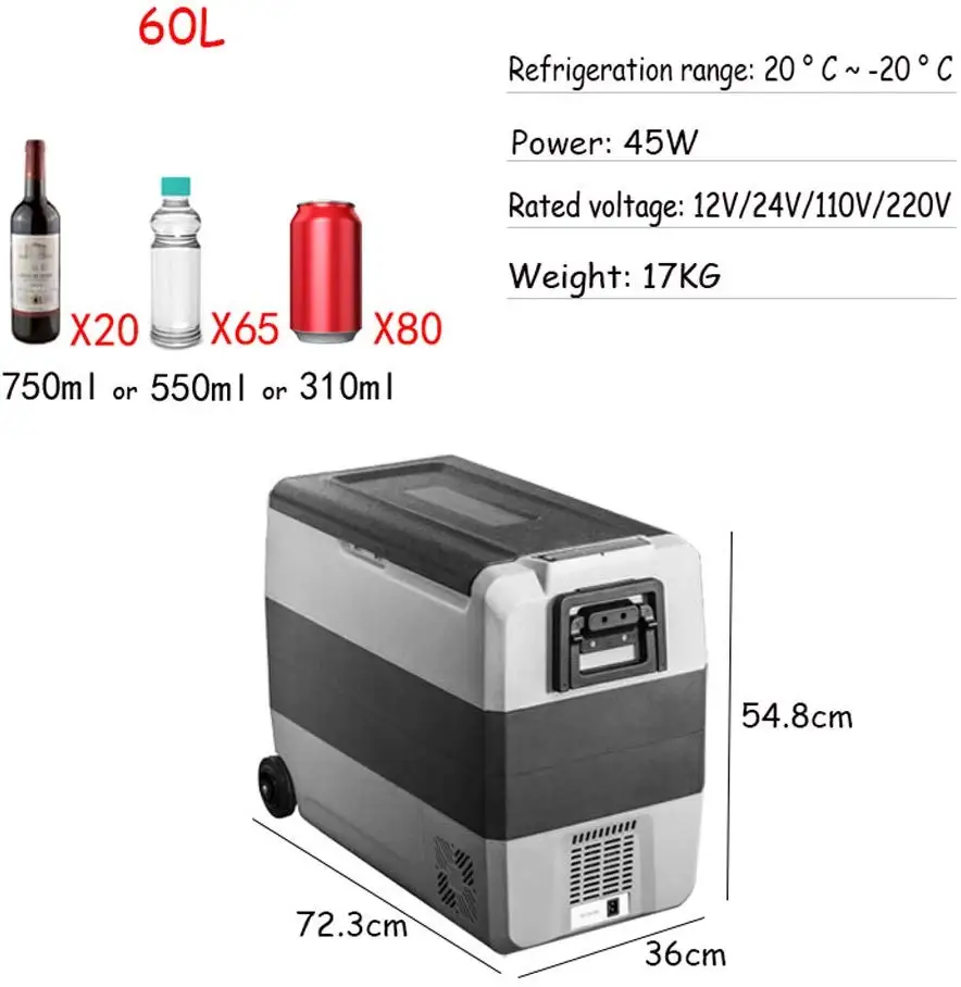 Портативный холодильник автомобильный компрессионный охладитель двухзонный