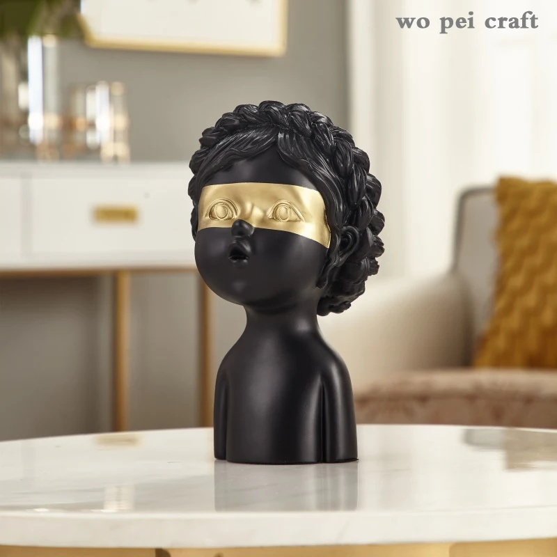 

Multicolor Lovely Girl Sculpture Ornaments Resin Portraits Bust Figurines Home Decor Modern Crafts Statue Girly Room Decoration