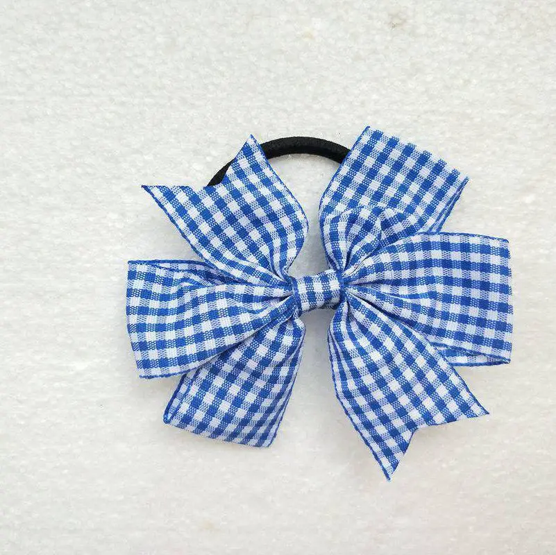 Клетчатый плед с бантом из ленты Эластичные повязки для волос заколки бантами в