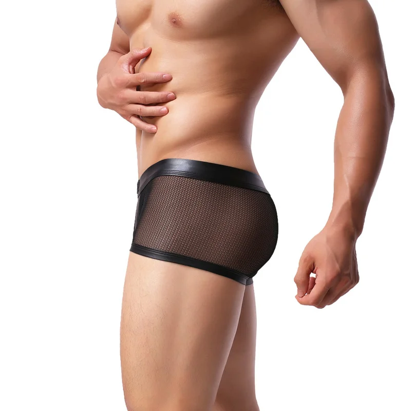 Новые прозрачные мужские боксеры сетчатые Лоскутные мягкие дышащие U-образные