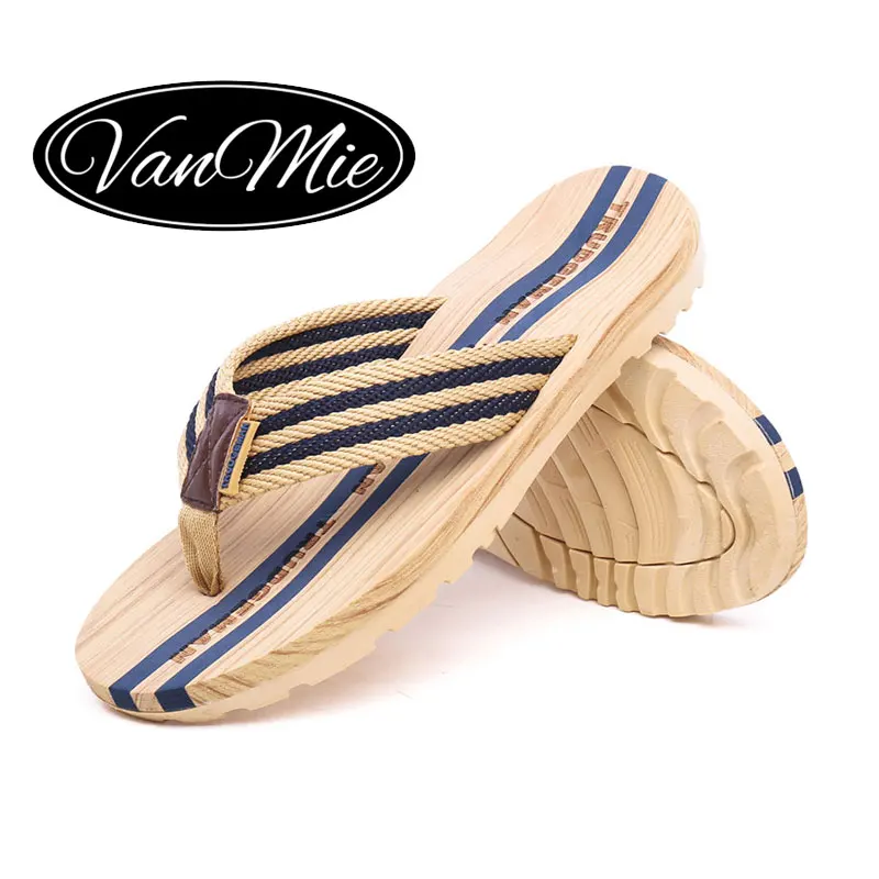 Vanmie/Летние вьетнамки Мужские Пляжные шлепанцы кожаные тапочки Повседневная