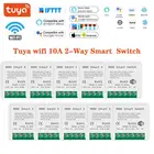 Мини Tuya Интеллектуальный переключатель Wi-Fi 10A 2-полосная Управление таймер Беспроводной Настенные переключатели Smart Домашней Автоматизации Совместимость с Alexa Google Home