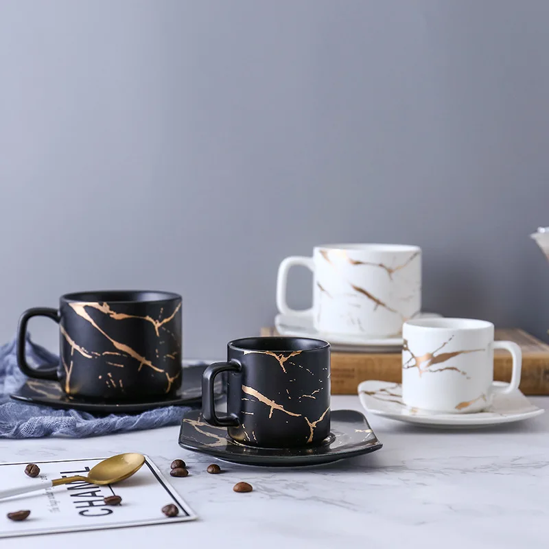 

Marble Asian-Japanese black and white cups, saucer boxes, cups, glasses, coffee cups, mugs coffee cups