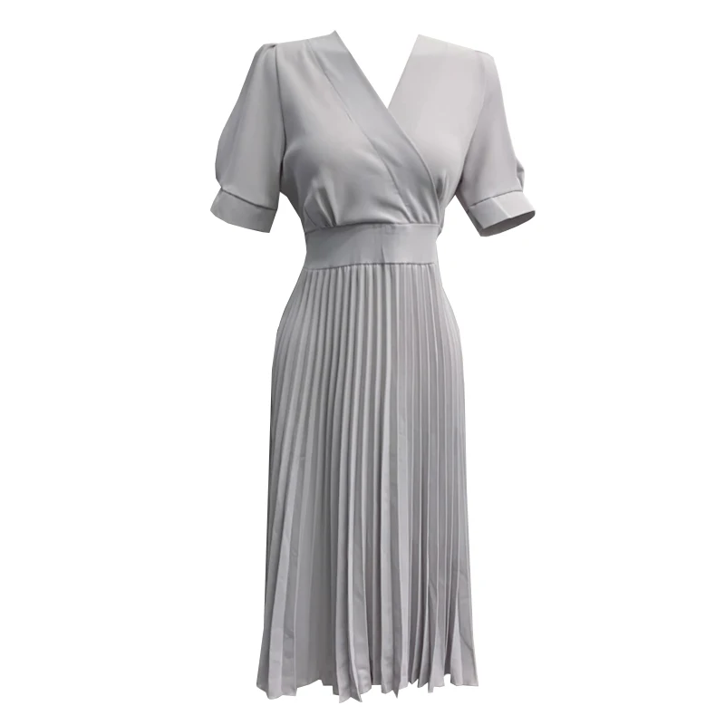 

Summer New Korean Chic Retro French Gentle Dress Long Pleated Skirt Female Slimming Sense of Design Niche