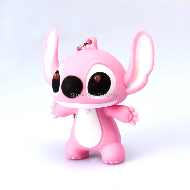 10pcs stitch voiced led flashlight key chain car lovers gift phone bag pendant ornaments creative toys novelty lighting free global shipping