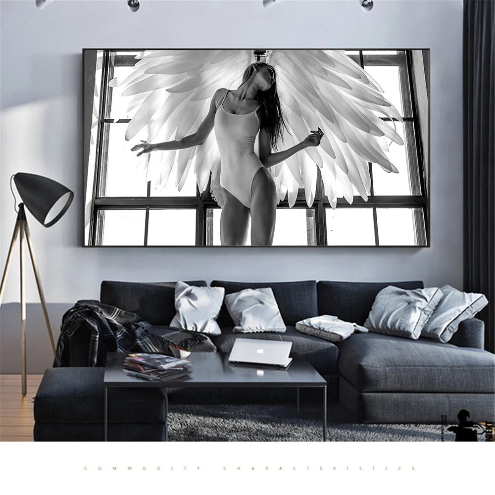 Декор в скандинавском стиле сексуальные женщины перья холст картина белый и