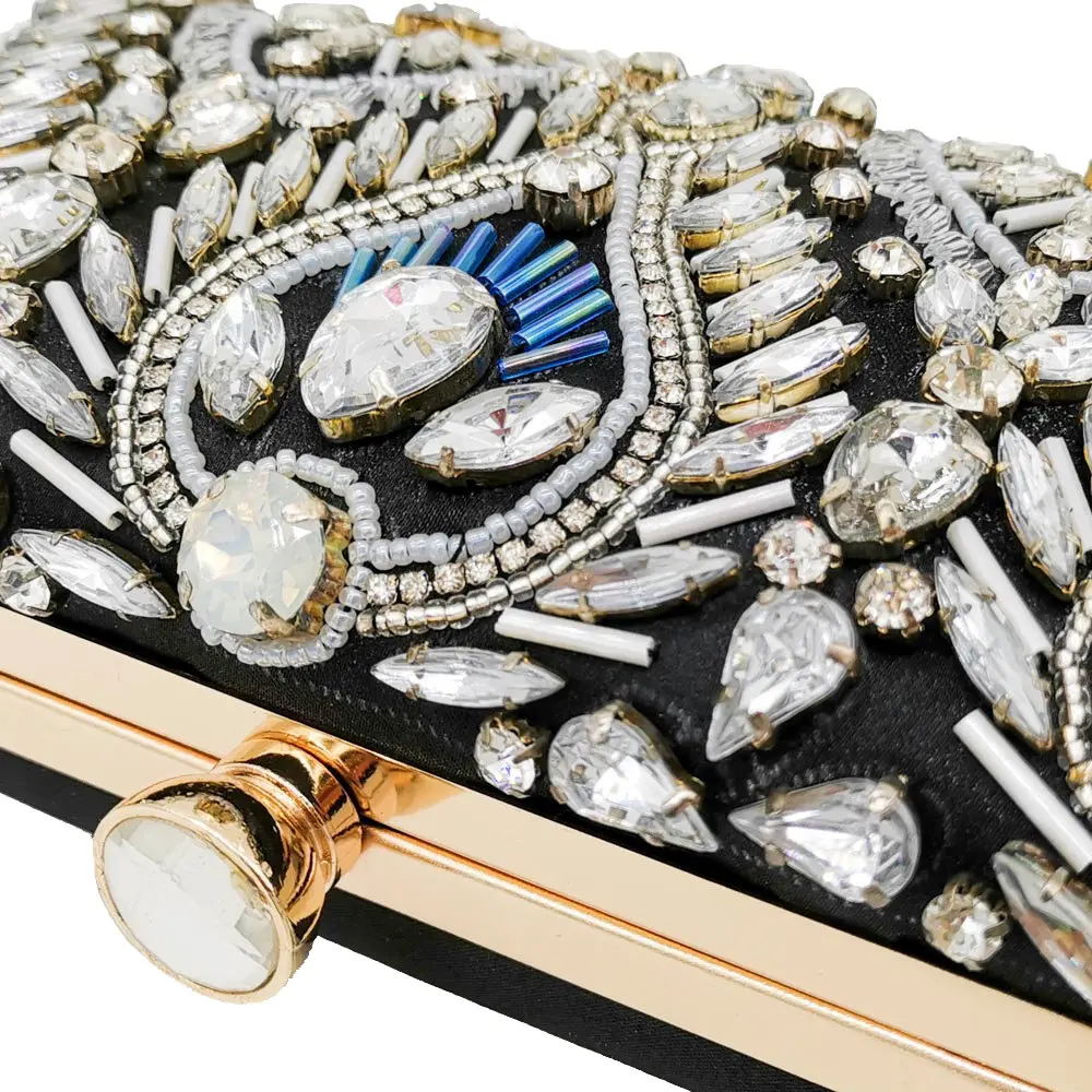 Boutique De FGG винтажные женские черные вечерние сумочки с бусинами и Свадебная Сумка