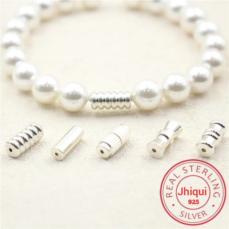 Застежка молния с винтом из настоящего серебра 925 пробы для браслета сделай сам