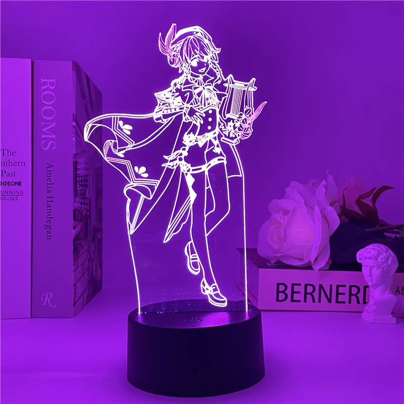 

Игра Genshin Impact Venti, акриловая фигурка, 3D иллюзионная лампа светодиодный Ная, меняющая цвет светильник, креативный подарок, украшение для спаль...