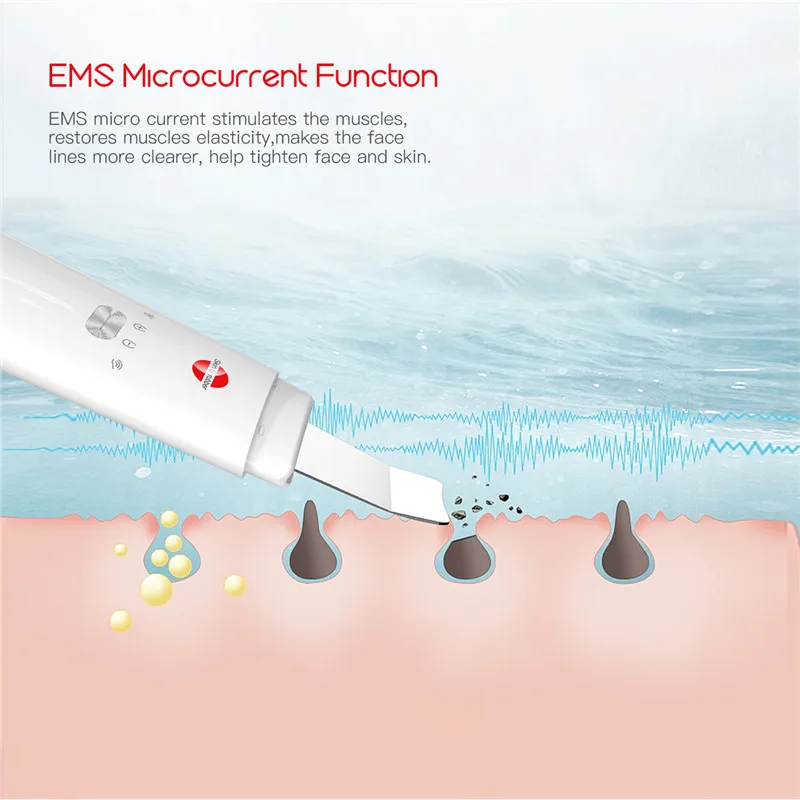 Ckeyin ультразвуковая скруббер для кожи Глубокая очистка лица вибрационное