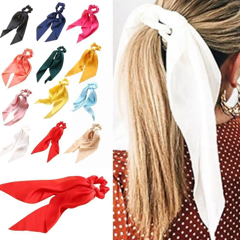 

1 pcs Hair ring Ribbon Scrunchies Women Hair Scarf Horsetail Hair Hairband Rubber Bohemia Elastic Accessories Ropes Ties V7Z6