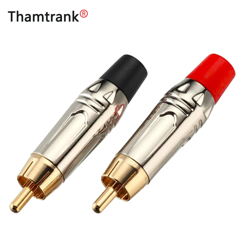 1 пара/2 шт. разъем RCA Гладкий Серебристый штекер позолоченный аудиоадаптер черный