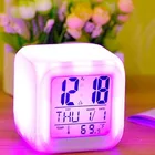 Электронные часы с 7 светодиодами, меняющие цвет, цифровой светильник, будильник с термометром, меняющие цвет, для детской спальни