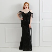 plus size women evening dresses long luxury v neck crystal beading maxi party dress shiny sequin formal prom gowns gala vestidos