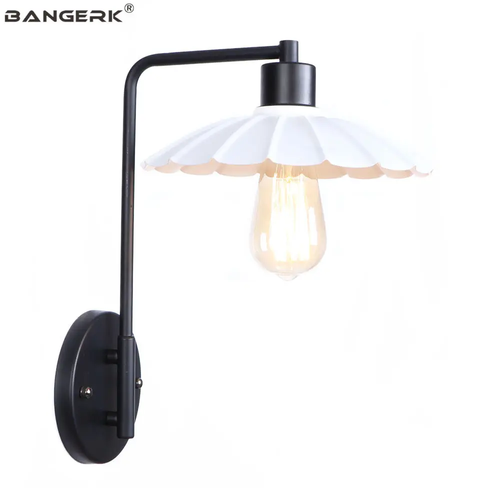 

RH Edison LED Wall Lamp Retro Industrial Loft Decor Sconce Wall Lights Bedside Home Indoor Lighting Fixtures Iron Black/White