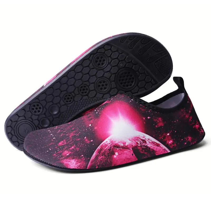 Обувь для плавания с принтом Галактики мужчин и женщин Водная обувь слиперы