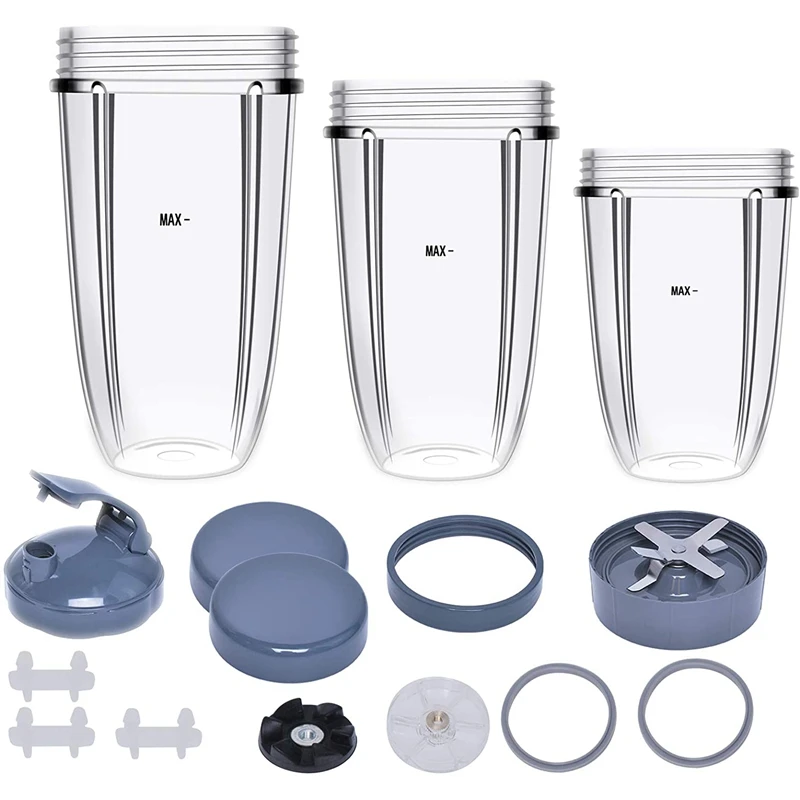 

Blade & Lids & Gear Set & Gaskets & Shock Pad & 18/24/32Oz Cup for Nutribullet 600W/900W Blender Replacement Parts
